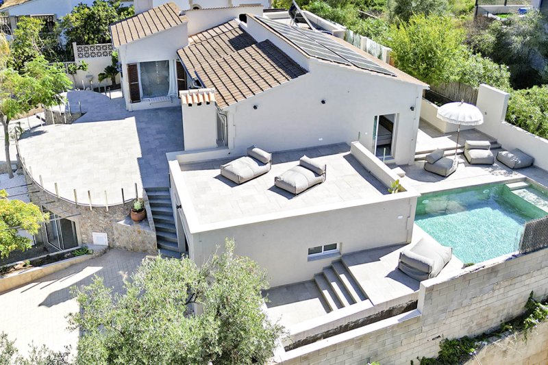 Colònia de Sant Pere: Casa moderna cerca del puerto  Piscina, apartamento independiente y licencia de alquiler vacacional