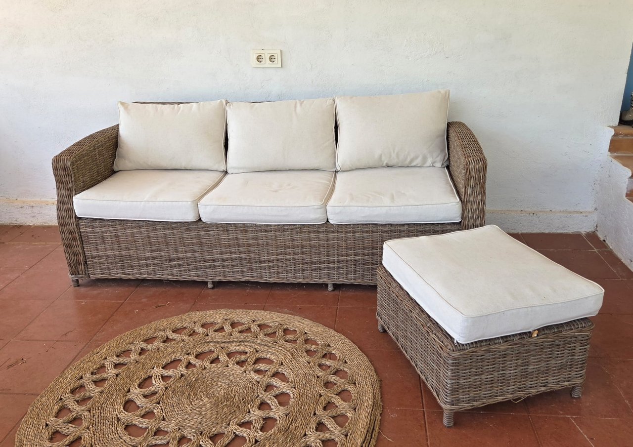 Couch mit Hocker für Garten/Terrasse