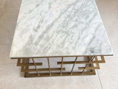 Couchtisch Marmor mit Goldgestell 55 x 55 cm
