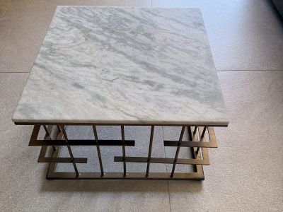 Couchtisch Marmor mit Goldgestell 55 x 55 cm