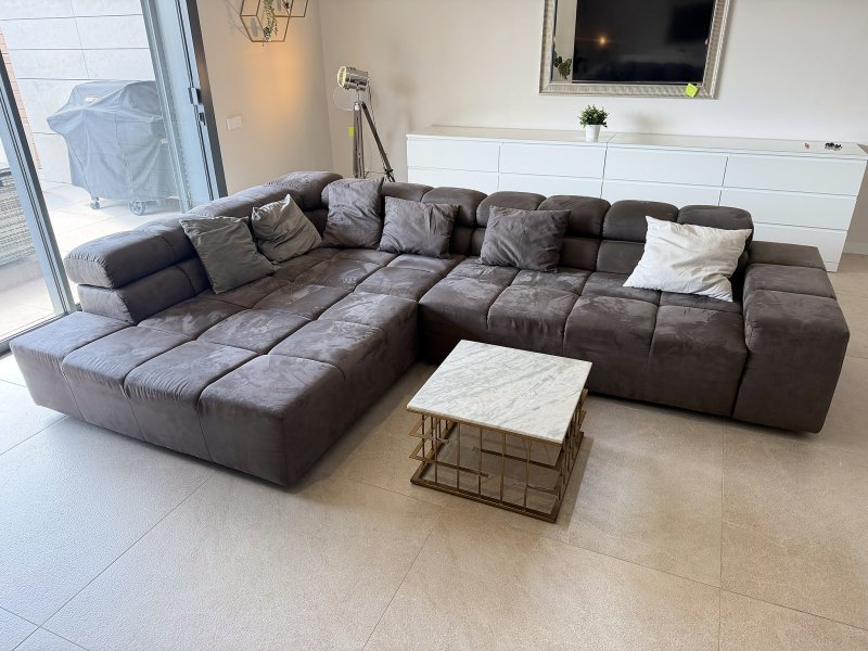 Couchtisch Marmor mit Goldgestell 55 x 55 cm