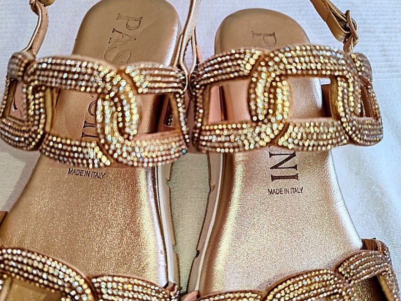 Damen-Sandale, Nappaleder/Strasssteine Gr. 38, Italien