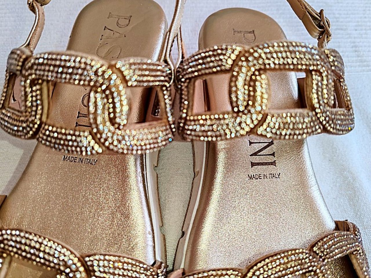 Damen-Sandale, Nappaleder/Strasssteine Gr. 38, Italien