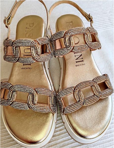 Damen-Sandale, Nappaleder/Strasssteine Gr. 38, Italien