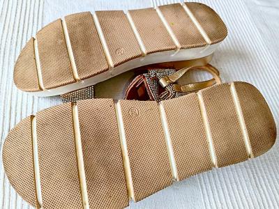 Damen-Sandale, Nappaleder/Strasssteine Gr. 38, Italien