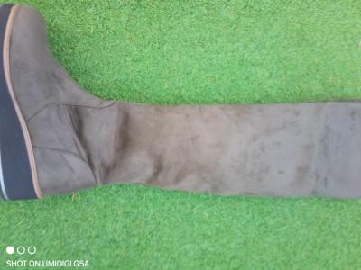 Damenstiefel Kunstwildleder Gr.40 mit Keilabsatz moosgrün