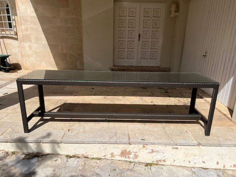 DEDON Rattan-vidrio  mesa 1a como nueva