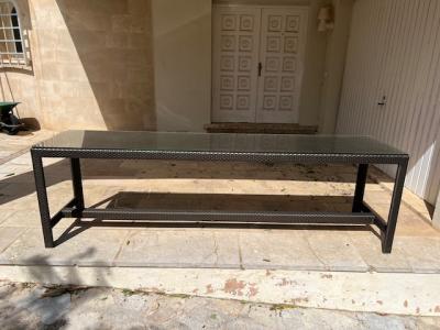 DEDON Rattan-vidrio  mesa 1a como nueva