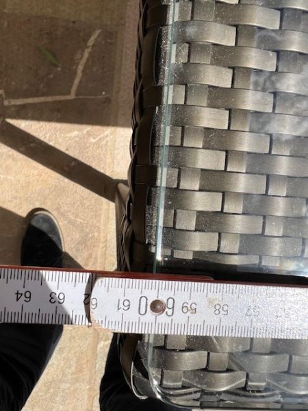 DEDON Rattan-vidrio  mesa 1a como nueva