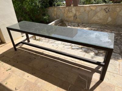 DEDON Rattan-vidrio  mesa 1a como nueva