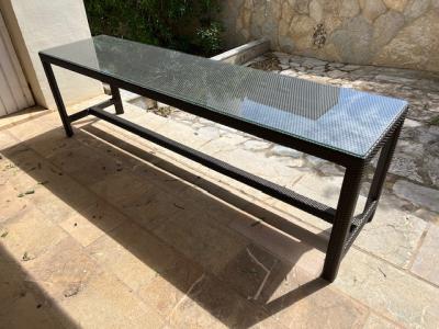 DEDON Rattan-vidrio  mesa 1a como nueva