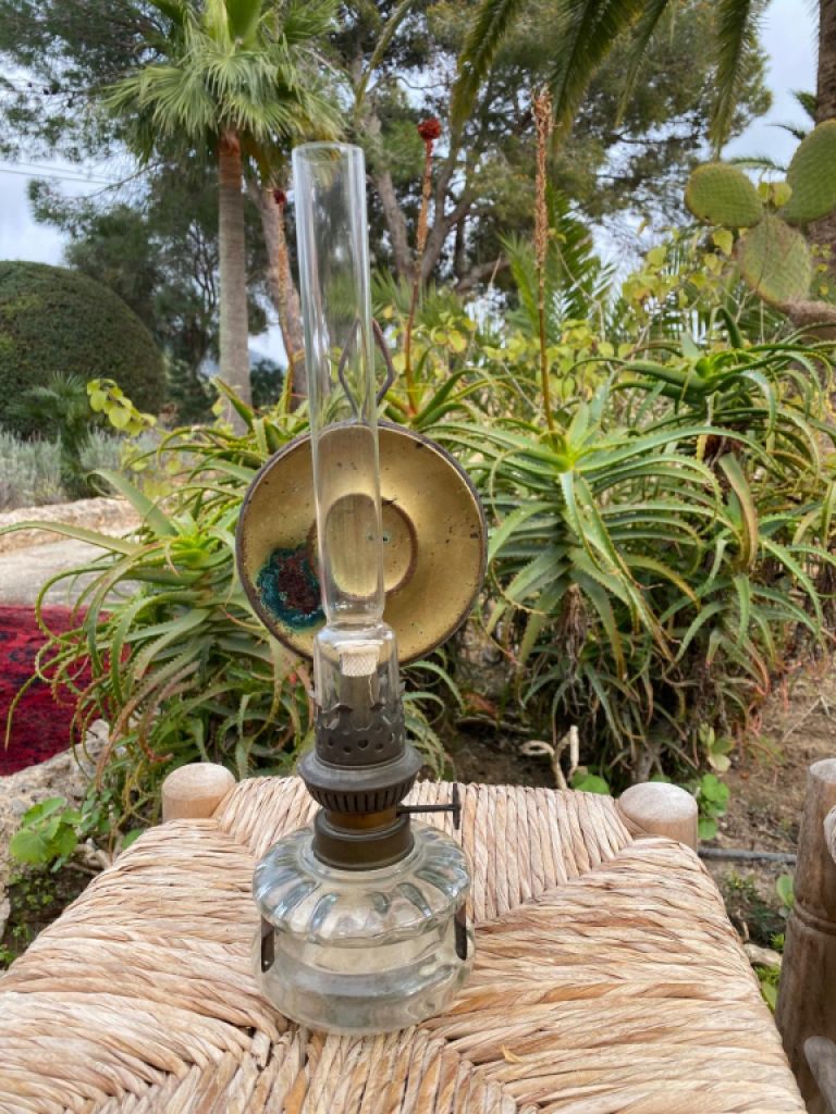 DEKO Öllampe antik Glas hoch