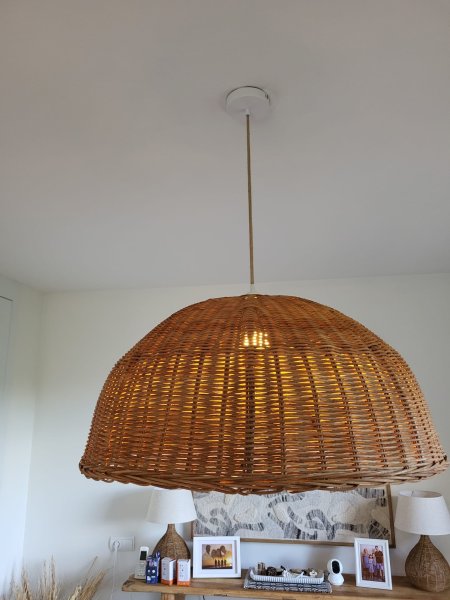 Lámpara colgante grande decorativa de ratán / lámpara de comedor / lámpara de techo