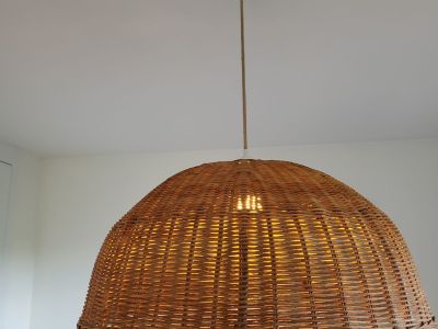 Lámpara colgante grande decorativa de ratán / lámpara de comedor / lámpara de techo