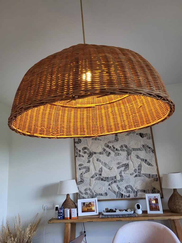 Lámpara colgante grande decorativa de ratán / lámpara de comedor / lámpara de techo