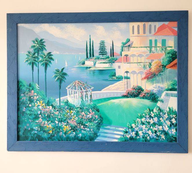 Dekoratives Gemälde „Mediterrane Berglandschaft mit See“