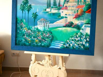 Dekoratives Gemälde „Mediterrane Berglandschaft mit See“