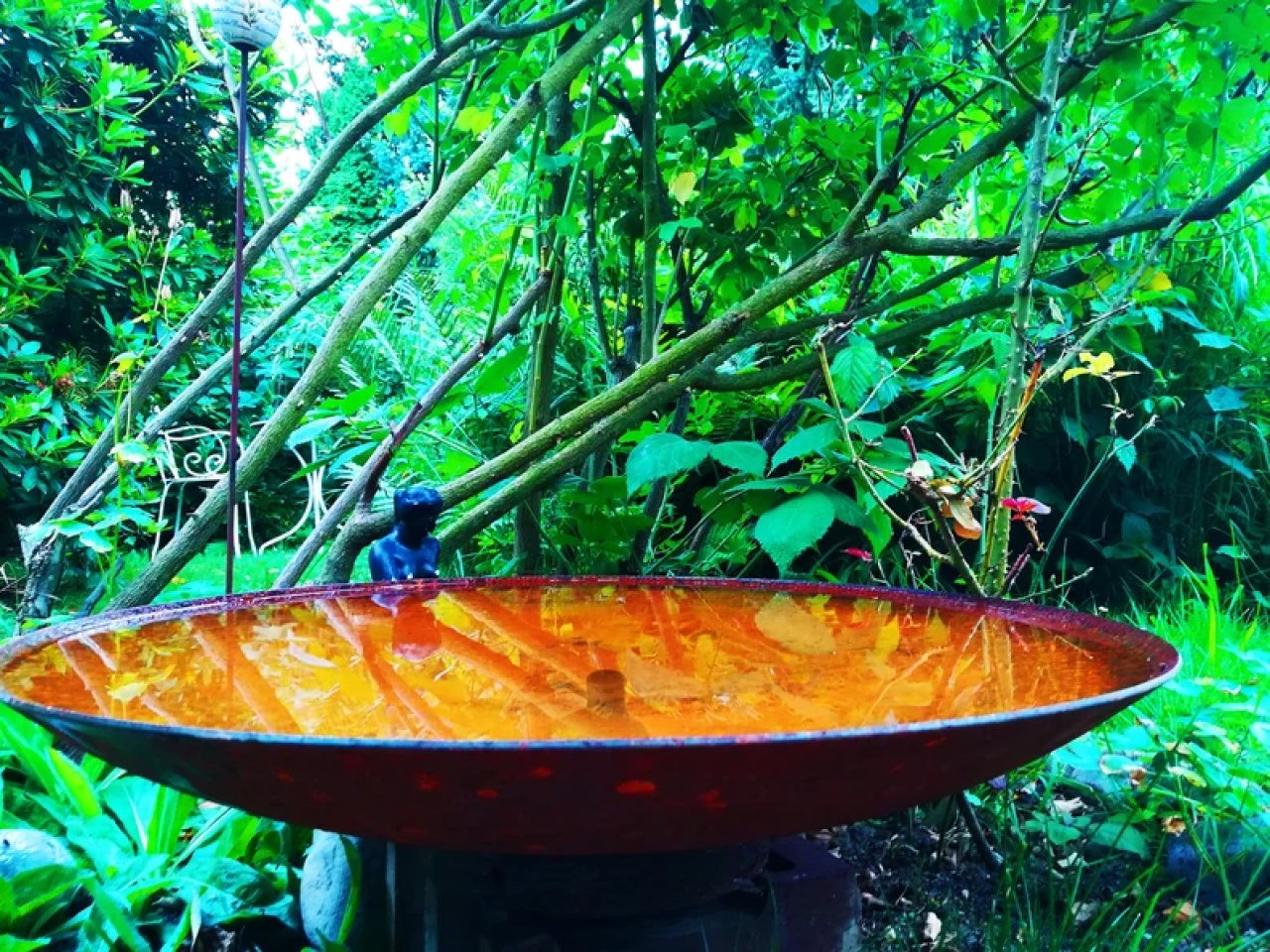 Fuente de diseño Acero Corten real incl. bomba y iluminación blanco cálido