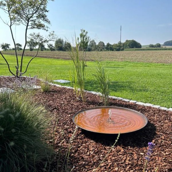 Fuente de diseño Acero Corten real incl. bomba y iluminación blanco cálido
