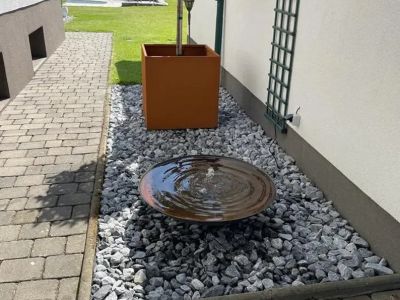 Fuente de diseño Acero Corten real incl. bomba y iluminación blanco cálido