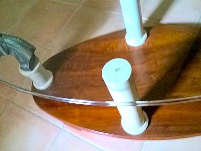 Designer Horse Couchtisch, Holz, Kristall, Bronze Motive, Mamorsäulen