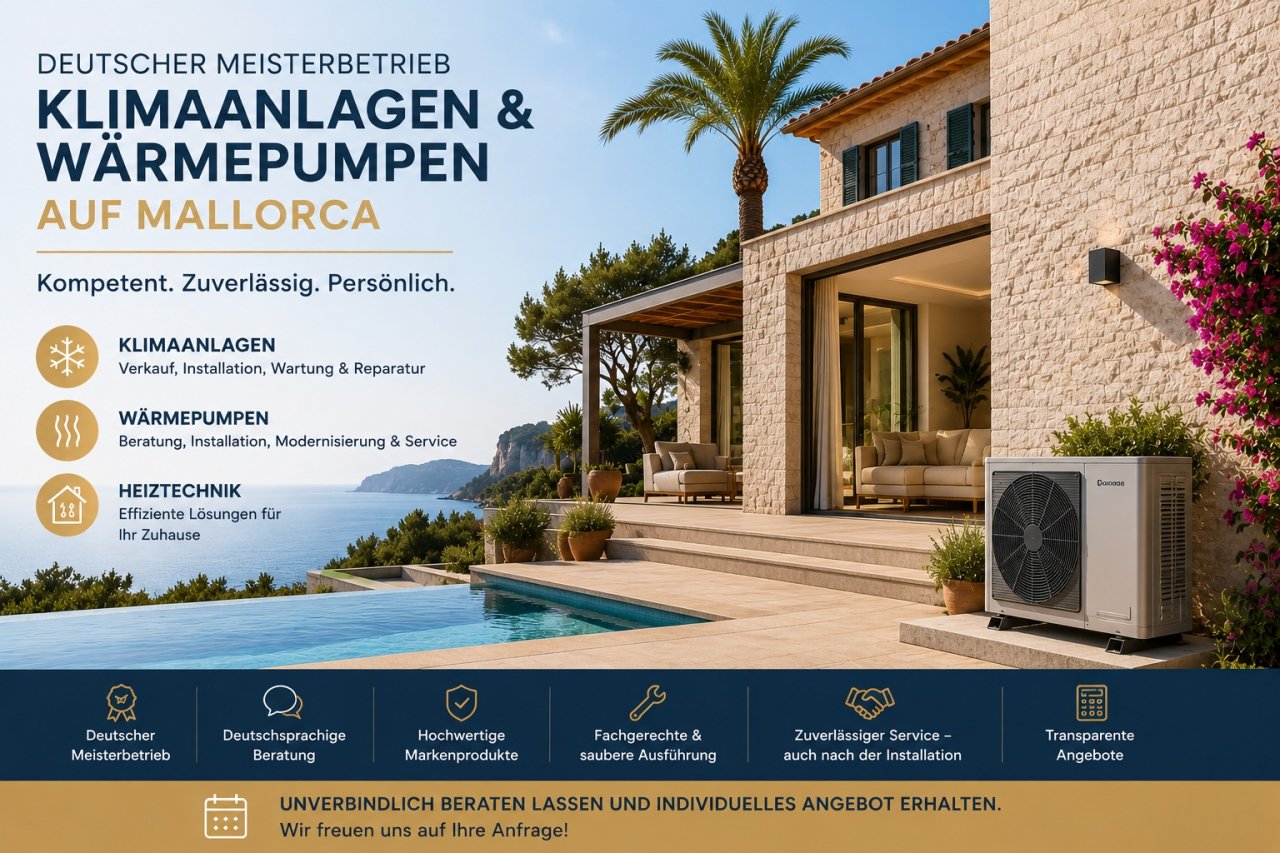 Deutscher Meisterbetrieb für Klimaanlagen & Wärmepumpen auf Mallorca