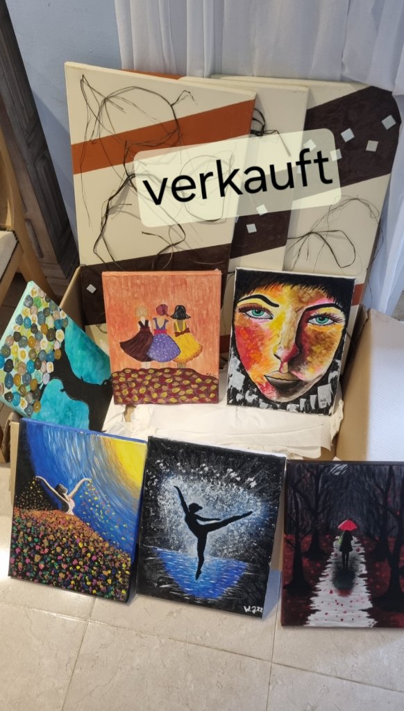 Various self-painted acrylic paintings - available for donation