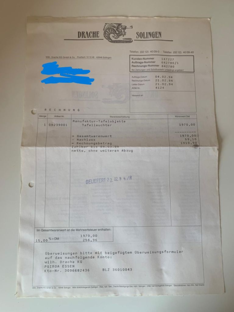 Drache Solingen table candelabrum and tray