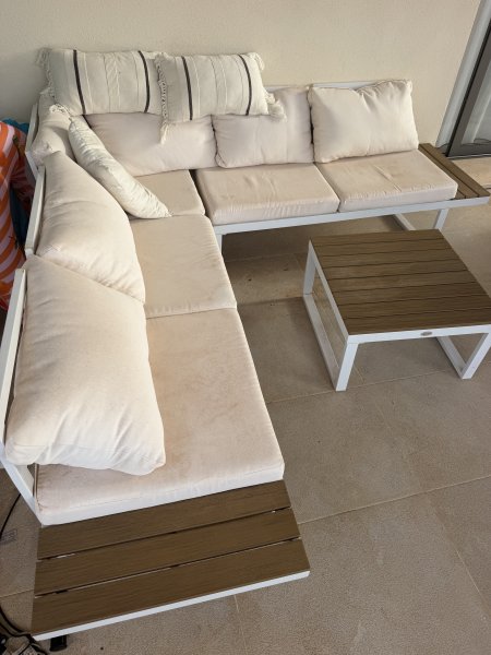 Corner Garden Lounge Set in Aluminum, White