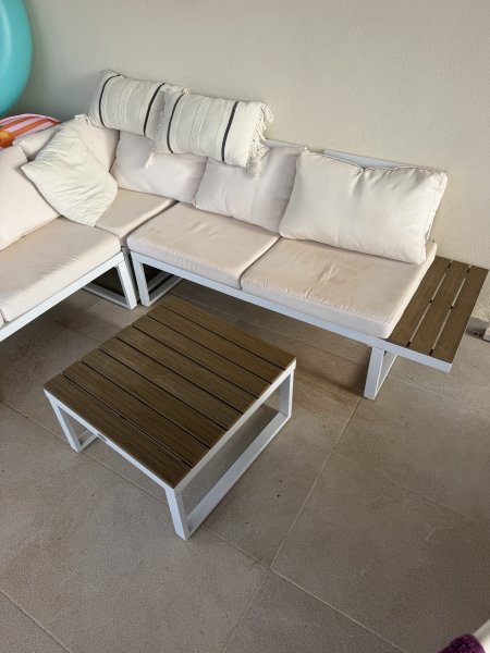 Corner Garden Lounge Set in Aluminum, White