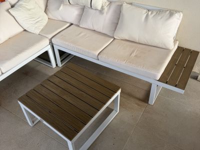 Corner Garden Lounge Set in Aluminum, White