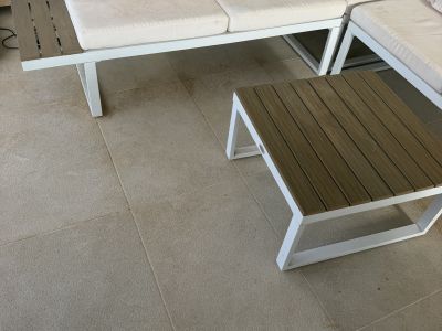 Corner Garden Lounge Set in Aluminum, White