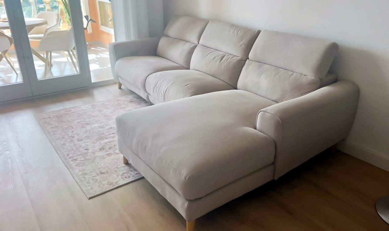 Ecksofa / Chaiselongue mit elektrischer Relaxfunktion, Beige, 280 cm