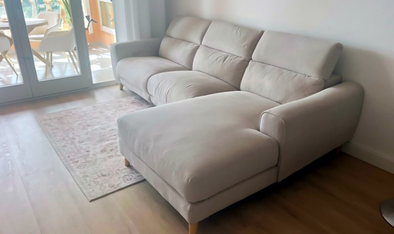 Ecksofa / Chaiselongue mit elektrischer Relaxfunktion, Beige, 280 cm
