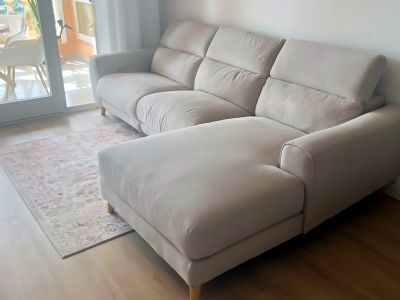 Ecksofa / Chaiselongue mit elektrischer Relaxfunktion, Beige, 280 cm