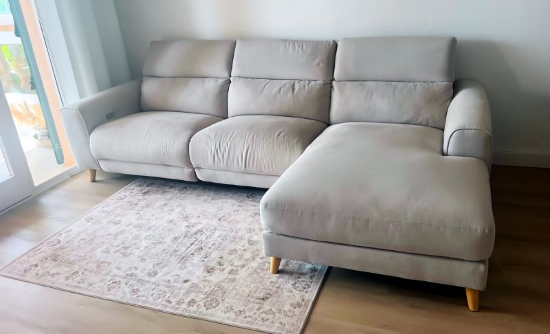 Ecksofa / Chaiselongue mit elektrischer Relaxfunktion, Beige, 280 cm