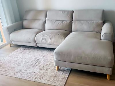 Ecksofa / Chaiselongue mit elektrischer Relaxfunktion, Beige, 280 cm