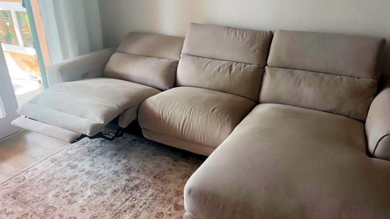 Ecksofa / Chaiselongue mit elektrischer Relaxfunktion, Beige, 280 cm