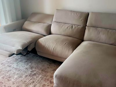 Ecksofa / Chaiselongue mit elektrischer Relaxfunktion, Beige, 280 cm