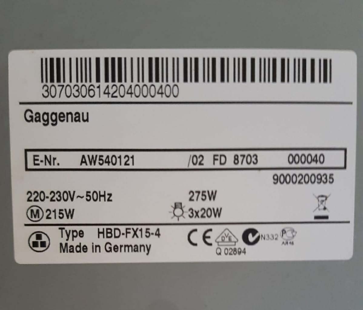 Campana extractora de acero inoxidable de Gaggenau (AW 540121, 120 cm de ancho) en venta