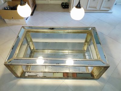 Edler eleganter Couchtisch Spiegel Glastisch verspiegelt  Gold Silber