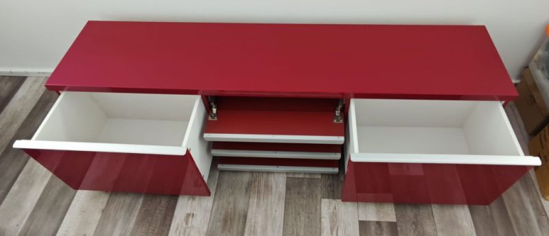 Elegant red high-gloss sideboard