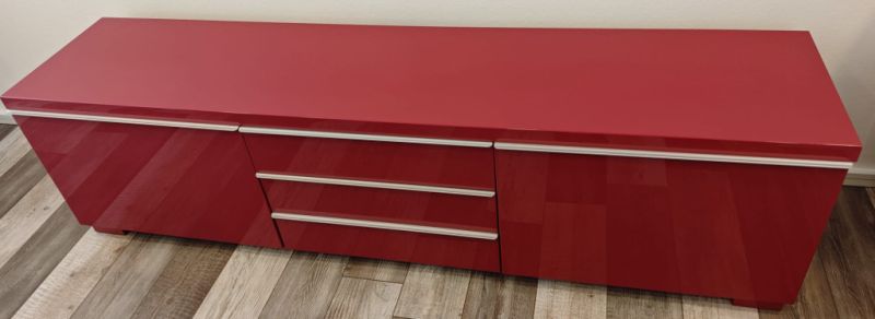 Elegant red high-gloss sideboard