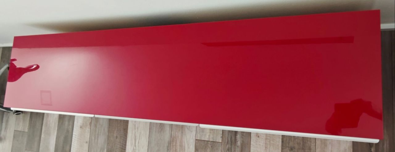 Elegant red high-gloss sideboard