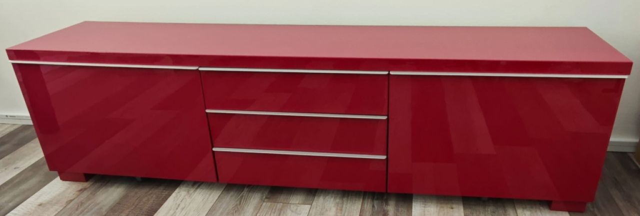 Elegant red high-gloss sideboard