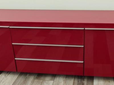 Elegant red high-gloss sideboard