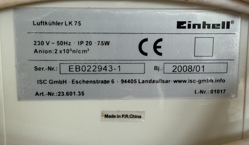 Einhell LK 75 Enfriador de aire / Móvil 75 W