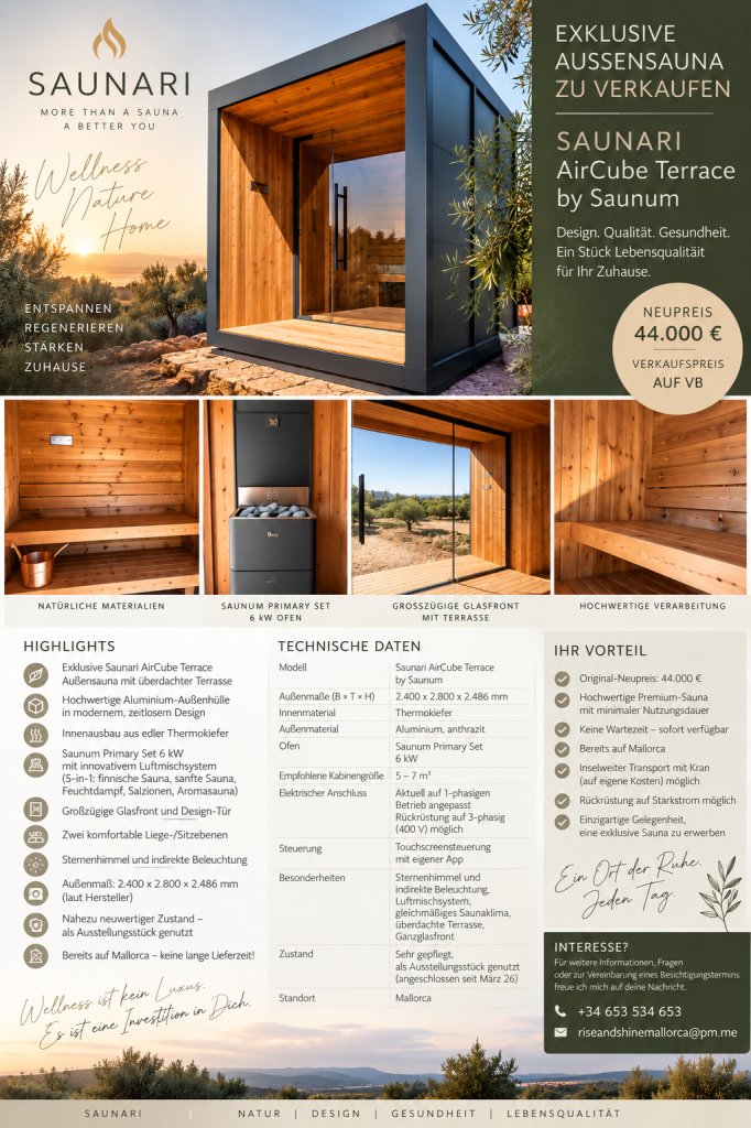 Einmalige Gelegenheit!!! Aussensauna - neuwertiges Ausstellungsstück seit März 26 in Llucmajor