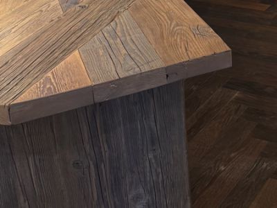 Mesa de comedor de diseño única de roble macizo — pieza única — 260 x 110/140 x 70 cm