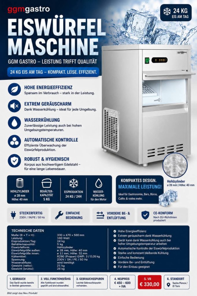 EISWÜRFELMASCHINE GGM GASTRO ZU VERKAUFEN
